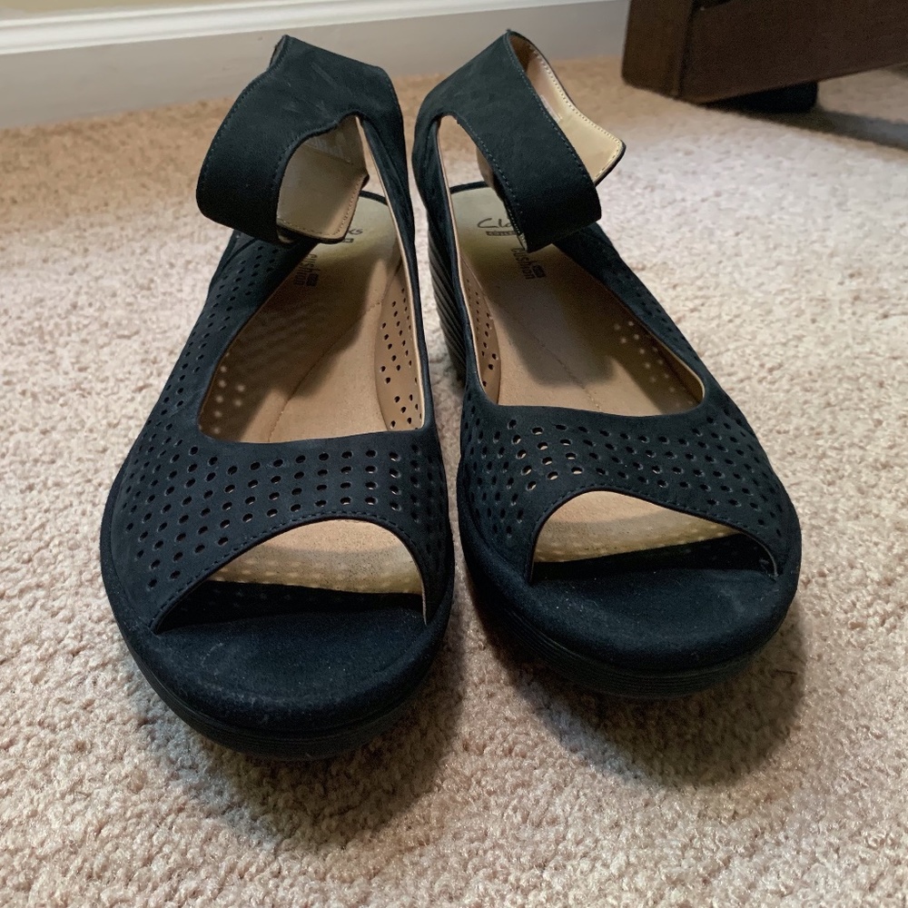 Clarks Wedge Heel, Peep Toe Sandal